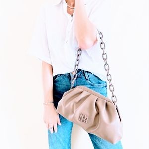 Badgley Mischka Blush Clutch Chain Bag Vegan Leather NWT
